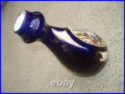 Vtg Art Pottery Vase Cobalt Blue with Female Women Figures Gilt 9 Ceramic Painted