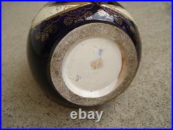 Vtg Art Pottery Vase Cobalt Blue with Female Women Figures Gilt 9 Ceramic Painted