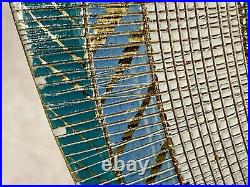 Vtg Bitossi Aldo Londi Seta Italian Mid Century Art Pottery Bowl Teal Blue Gold
