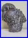 Vtg Faux Bronze Black Art Pottery Ceramic American Buffalo Bison Bust & Baby