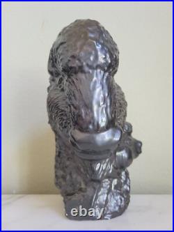 Vtg Faux Bronze Black Art Pottery Ceramic American Buffalo Bison Bust & Baby