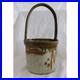 Vtg Handmade Art Fine Pottery Ceramic Basket Glazed Beige Brown Drips Signed