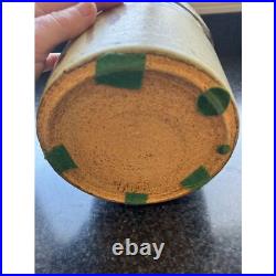Vtg Handmade Art Fine Pottery Ceramic Basket Glazed Beige Brown Drips Signed