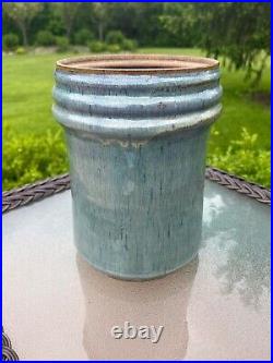 Vtg Handmade Art Fine Pottery Vessel Vase Shades Of Blue Hand Glazed Inside Out