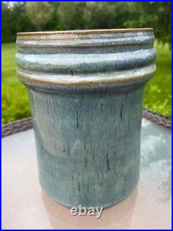 Vtg Handmade Art Fine Pottery Vessel Vase Shades Of Blue Hand Glazed Inside Out