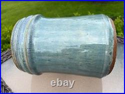 Vtg Handmade Art Fine Pottery Vessel Vase Shades Of Blue Hand Glazed Inside Out