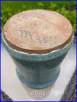 Vtg Handmade Art Fine Pottery Vessel Vase Shades Of Blue Hand Glazed Inside Out