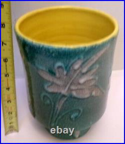 Vtg Italian Art POTTERY CERAMIC VASE Raised Florals