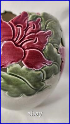 Vtg Kathy Smallwood Studio Art Pottery Vase with Floral Cutout Accents 1989