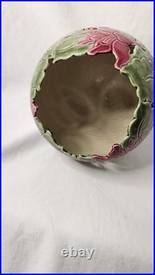 Vtg Kathy Smallwood Studio Art Pottery Vase with Floral Cutout Accents 1989