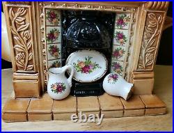 Vtg Large Cardew Teapot Classic Fireplace Royal Albert Old Country Roses