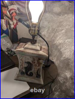 Vtg. MCM seahorse art pottery ceramic lamp