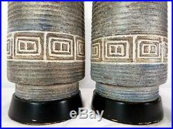 Vtg MID CENTURY CERAMIC POTTERY ART TABLE LAMP PAIR Alvino Bagni BITOSSI Gambone