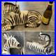 Vtg MID Century 18 Italian Art Pottery Hand Painted Ceramic Zebra Sculpture