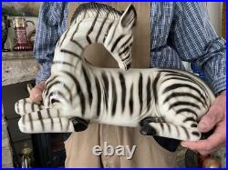 Vtg MID Century 18 Italian Art Pottery Hand Painted Ceramic Zebra Sculpture
