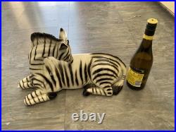 Vtg MID Century 18 Italian Art Pottery Hand Painted Ceramic Zebra Sculpture