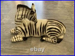 Vtg MID Century 18 Italian Art Pottery Hand Painted Ceramic Zebra Sculpture