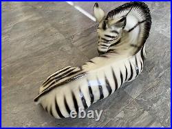 Vtg MID Century 18 Italian Art Pottery Hand Painted Ceramic Zebra Sculpture