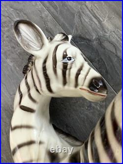 Vtg MID Century 18 Italian Art Pottery Hand Painted Ceramic Zebra Sculpture