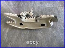 Vtg MID Century 18 Italian Art Pottery Hand Painted Ceramic Zebra Sculpture