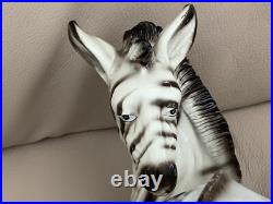 Vtg MID Century 18 Italian Art Pottery Hand Painted Ceramic Zebra Sculpture