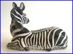Vtg MID Century Modern Italian Art Pottery Hand Painted Ceramic Zebra Sculpture
