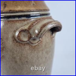 Vtg Richard Dick Lien Studio Pottery Vase Drip Glaze Handles Wheat Signed 11.5