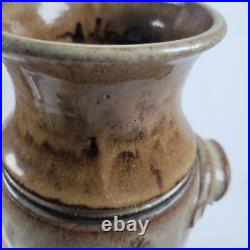 Vtg Richard Dick Lien Studio Pottery Vase Drip Glaze Handles Wheat Signed 11.5 Vtg Richard Dick Lien Studio Pottery Vase Drip Glaze Handles Wheat Signed 11.5