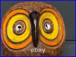 Vtg Sixties Aldo Londi Ceramic Raymor Bitossi Tan Owl Mid Century Modern MCM