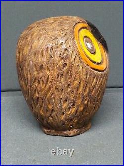 Vtg Sixties Aldo Londi Ceramic Raymor Bitossi Tan Owl Mid Century Modern MCM