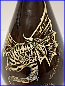 Vtg Sunkui Winkey Art Pottery Handpainted Dragon 16 X 9 Decorative Vase RARE