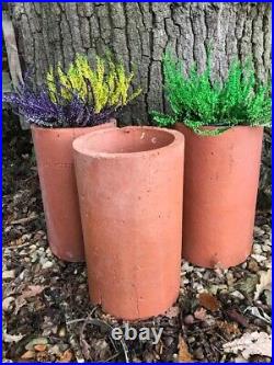 Vtg Terracotta Clay Ceramic Pipe Planter Candle Holder Art Pottery lot 30 water