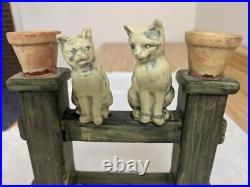 Vtg. Weller pottery Muskota cats on fence double bud vase