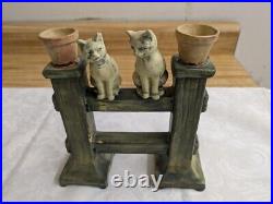 Vtg. Weller pottery Muskota cats on fence double bud vase