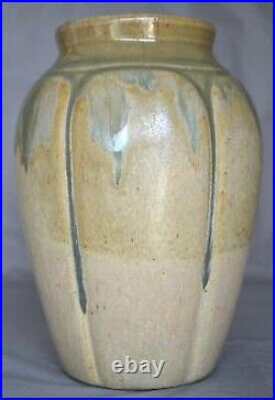 Vtg Zanesville Art Pottery Verdantone Green Drip Gray Ceramic Vase 8.5 No. 795