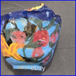 Vtig Toni Lawrence Art Studio Pottery Ceramic 3 piece 1 Bowl 2 Saucer Colorfull Vtig Toni Lawrence Art Studio Pottery Ceramic 3 piece 1 Bowl 2 Saucer Colorfull