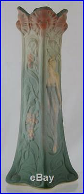 WELLER L'ART NOUVEAU 10.5 VASE WithMAIDEN AND POPPIES ORNATE & GORGEOUS MINT