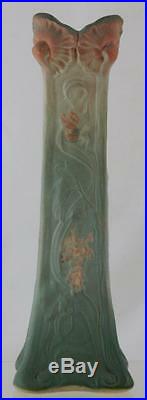 WELLER L'ART NOUVEAU 10.5 VASE WithMAIDEN AND POPPIES ORNATE & GORGEOUS MINT
