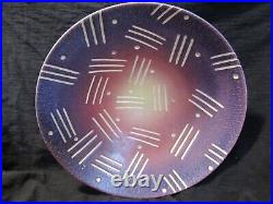 Wayne L Bates Stripe Line Ceramic Bowl signed Art Pottery 8 1/4 U60S
