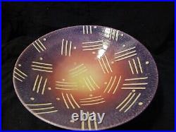 Wayne L Bates Stripe Line Ceramic Bowl signed Art Pottery 8 1/4 U60S