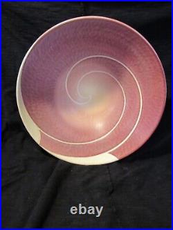 Wayne L Bates Swirl Spiral Ceramic Bowl signed Art Pottery 9 U59S