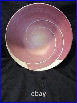 Wayne L Bates Swirl Spiral Ceramic Bowl signed Art Pottery 9 U59S