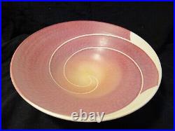 Wayne L Bates Swirl Spiral Ceramic Bowl signed Art Pottery 9 U59S