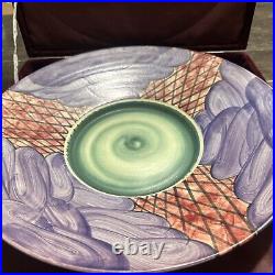 Wayne L Bates Swirl Spiral Ceramic Bowl signed Art Pottery Modern Style