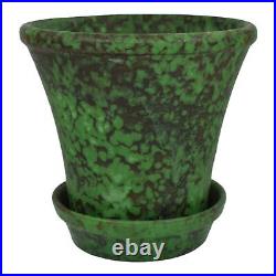 Weller Coppertone 1920s Arts and Crafts Pottery Green Ceramic Flower Pot Saucer