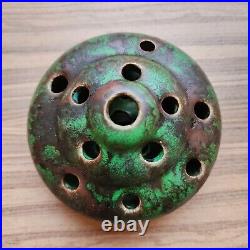 Weller Coppertone 1920s Vintage Art Pottery Green Rock Ceramic Flower Frog