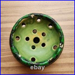 Weller Coppertone 1920s Vintage Art Pottery Green Rock Ceramic Flower Frog