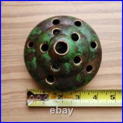 Weller Coppertone 1920s Vintage Art Pottery Green Rock Ceramic Flower Frog