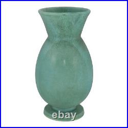Weller Evergreen 1920-30s Vintage Art Deco Pottery Matte Green Ceramic 10 Vase