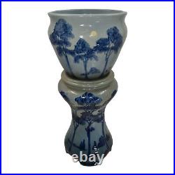 Weller Jap Birdimal 1904 Vintage Art Pottery Ceramic Jardiniere and Pedestal